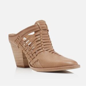 Dolce Vita Heeley Almond Camel Beige Leather Woven Slip Ons